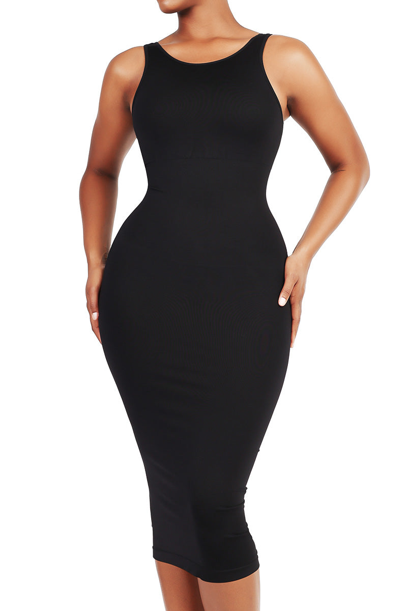 contour bodycon dress Body Contour High Compression V-neck Ruched Midi Dress