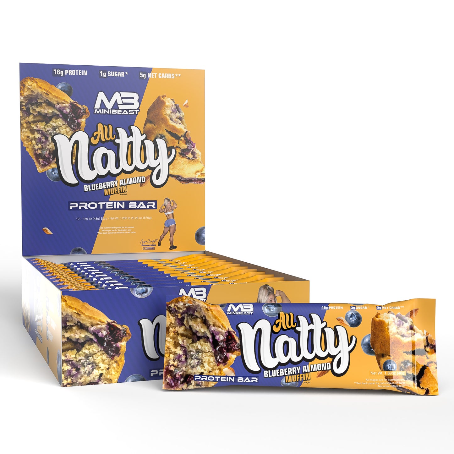 All Natty Protein Bar - Blueberry Almond Muffin