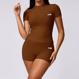 Aurora Short Sleeve Top - Coffee