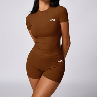 Aurora Short Sleeve Top - Coffee