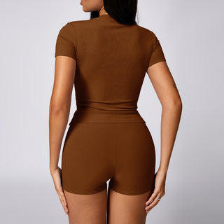 Aurora Short Sleeve Top - Coffee