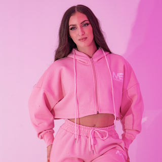 Boyfriend Cropped Hoodie - Baby Pink