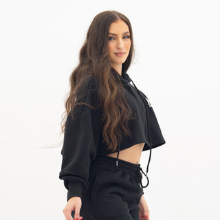 Boyfriend Cropped Hoodie - Black