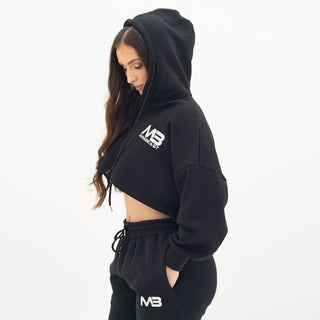 Boyfriend Cropped Hoodie - Black