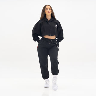 Boyfriend Cropped Hoodie - Black