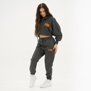 Boyfriend Cropped Hoodie - Charcoal Grey