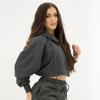 Boyfriend Cropped Hoodie - Charcoal Grey