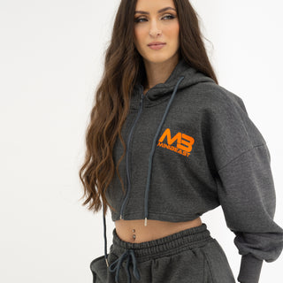 Boyfriend Cropped Hoodie - Charcoal Grey