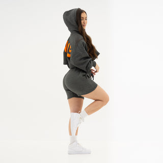 Boyfriend Cropped Hoodie - Charcoal Grey