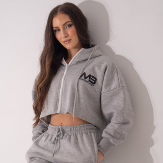 Boyfriend Cropped Hoodie - Heather Grey