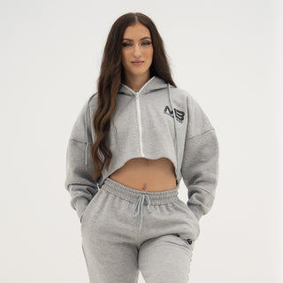 Boyfriend Cropped Hoodie - Heather Grey