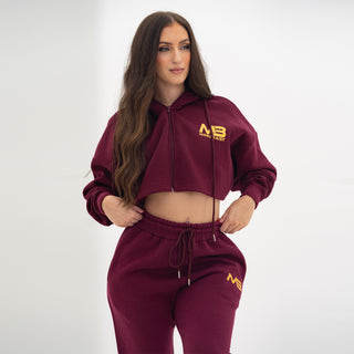 Boyfriend Cropped Hoodie - Maroon