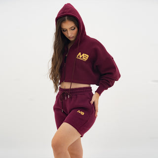 Boyfriend Cropped Hoodie - Maroon