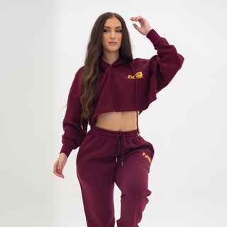 Boyfriend Cropped Hoodie - Maroon
