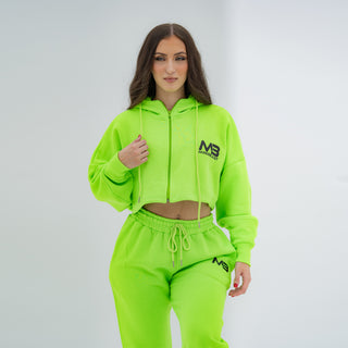 Boyfriend Cropped Hoodie - Neon Green