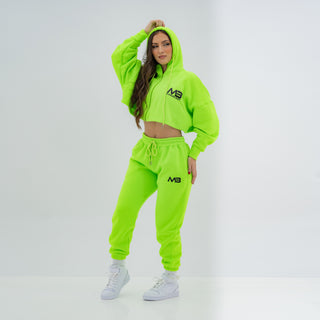 Boyfriend Cropped Hoodie - Neon Green