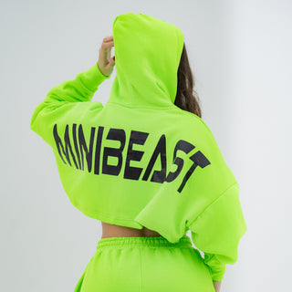 Boyfriend Cropped Hoodie - Neon Green