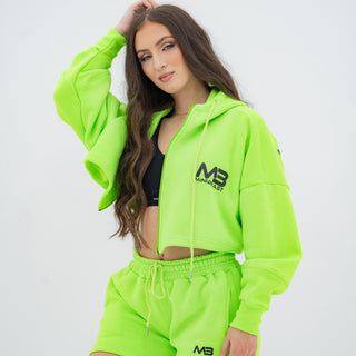 Boyfriend Cropped Hoodie - Neon Green