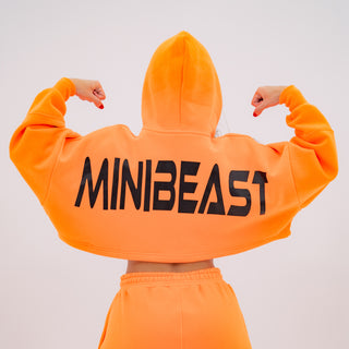 Boyfriend Cropped Hoodie - Neon Orange