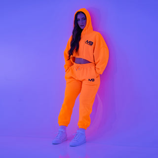 Boyfriend Cropped Hoodie - Neon Orange