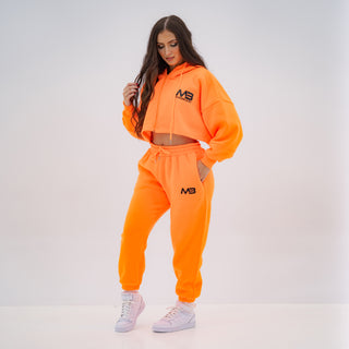 Boyfriend Cropped Hoodie - Neon Orange