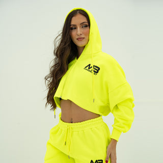 Boyfriend Cropped Hoodie - Neon Yellow