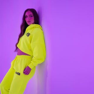 Boyfriend Cropped Hoodie - Neon Yellow