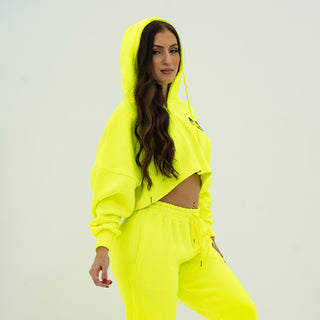 Boyfriend Cropped Hoodie - Neon Yellow