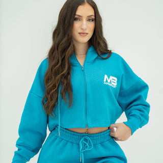 Boyfriend Cropped Hoodie - Sky Blue