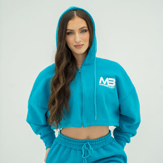 Boyfriend Cropped Hoodie - Sky Blue