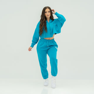 Boyfriend Cropped Hoodie - Sky Blue