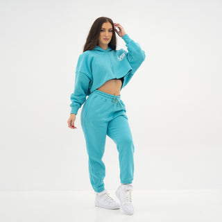 Boyfriend Cropped Hoodie - Tahiti Blue