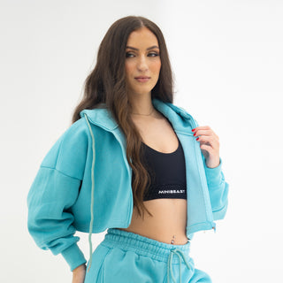 Boyfriend Cropped Hoodie - Tahiti Blue