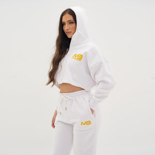 Boyfriend Cropped Hoodie - White