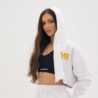 Boyfriend Cropped Hoodie - White
