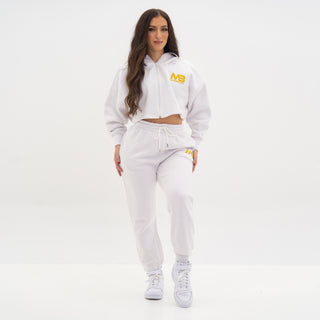 Boyfriend Cropped Hoodie - White