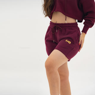 Boyfriend Biker Shorts - Maroon