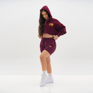 Boyfriend Biker Shorts - Maroon