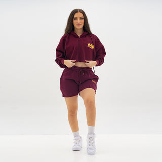 Boyfriend Biker Shorts - Maroon