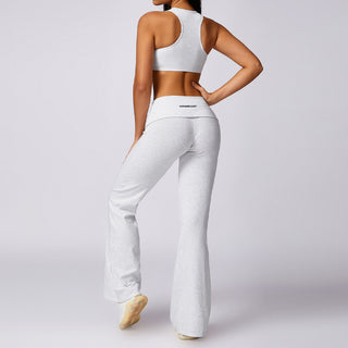 Cora Flare Leggings - Heather White