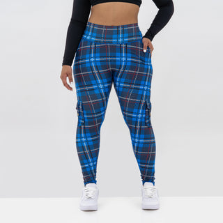 Curve Cargo EVO Leggings Pattern - Blue Gingham