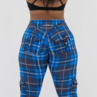 Curve Cargo EVO Leggings Pattern - Blue Gingham