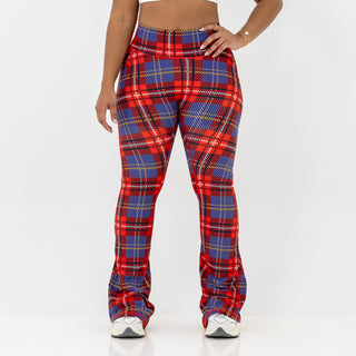 Curve Cargo EVO Flare Leggings - Red Gingham