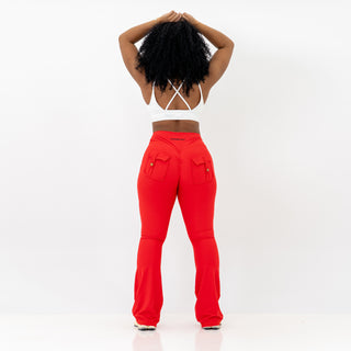 Curve Cargo EVO Flare Leggings - Scarlet