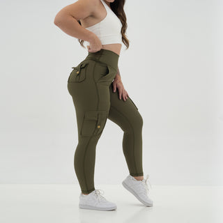 Curve Cargo EVO Leggings - Army Green