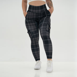 Curve Cargo EVO Leggings Pattern - Charcoal Gingham