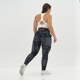 Curve Cargo EVO Leggings Pattern - Charcoal Gingham