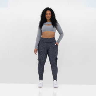 Curve Cargo EVO Leggings Pattern - Charcoal Zebra