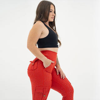 Curve Cargo EVO Leggings Pattern - Red Cheetah