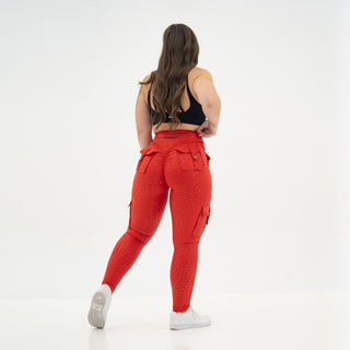Curve Cargo EVO Leggings Pattern - Red Cheetah